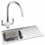 Abode Neron 1.0 Bowl Inset Kitchen Sink with Astral Sink Tap 1000mm L x 500mm W - Stainless Steel