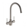 Abode Nexa Monobloc Dual Lever Kitchen Sink Mixer Tap - Brushed Nickel
