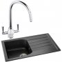 Abode Oriel 1.0 Bowl Granite Inset Kitchen Sink with Astral Sink Tap 780mm L x 480mm W - Black