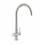 Abode Prothia 3 IN 1 Swan Spout Slimline Monobloc Kitchen Sink Mixer Tap - Brushed Nickel