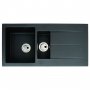 Abode Zero 1.5 Bowl Granite Kitchen Sink with Reversible Drainer 1000mm L x 500mm W - Black Metallic