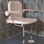 AKW 4000 Series Standard Fold Up Shower Seat Unpadded Seat and Back - Grey Padded Arm