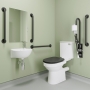 AKW Standard Close Coupled Doc M Pack Disabled Toilet - Fluted Mid-Grey