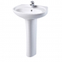 AKW Livenza 500mm Basin with Full Pedestal - 1 Tap Hole