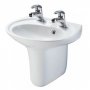 AKW Livenza Basin and Semi Pedestal 500mm Wide - 2 Tap Hole