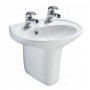 AKW Livenza Basin and Semi Pedestal 450mm - 2 Tap Hole