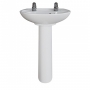 AKW Livenza Plus Basin with Full Pedestal 450mm Wide - 2 Tap Hole