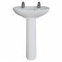 AKW Livenza Plus Basin with Full Pedestal 500mm Wide - 2 Tap Hole