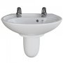 AKW Livenza Plus Basin and Semi Pedestal 500mm Wide - 2 Tap Hole