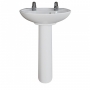 AKW Livenza Plus Basin with Full Pedestal 500mm Wide - 2 Tap Hole