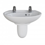 AKW Livenza Plus Basin and Semi Pedestal 500mm Wide - 2 Tap Hole
