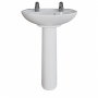 AKW Livenza Plus Basin with Full Pedestal 550mm Wide - 2 Tap Hole