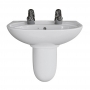 AKW Livenza Plus Basin and Semi Pedestal 550mm Wide - 2 Tap Hole