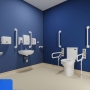 AKW Peninsular Close Coupled Doc M Pack Disabled Toilet - Fluted Blue