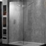 Aquadart Hinged Wetroom Return Panel 300mm Wide - 10mm Clear Glass Polished Silver