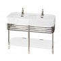 Burlington Arcade Double Basin 1200mm Wide and Stand with Glass Shelf - 1 Tap Hole