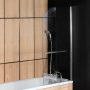 Arley Ralus6 Single Round Top Bath Screen with Towel Rail 1400mm H x 800mm W - 6mm Glass