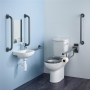 Armitage Shanks Contour 21 Plus Doc M Pack with Close Coupled Toilet and Grey Rail - Left Handed