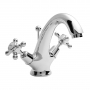 Bayswater Crosshead Dome Mono Basin Mixer Tap with Waste - White/Chrome