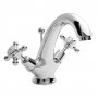Bayswater Crosshead Dome Mono Basin Mixer Tap with Waste - White/Chrome