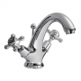 Bayswater Crosshead Dome Mono Basin Mixer Tap with Waste - Black/Chrome
