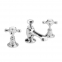 Bayswater Crosshead Hex 3-Hole Basin Mixer Tap with Waste - White/Chrome