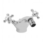 Bayswater Crosshead Hex Mono Bidet Mixer Tap with Waste - White/Chrome
