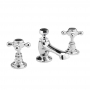 Bayswater Crosshead Hex 3-Hole Basin Mixer Tap with Waste - Black/Chrome