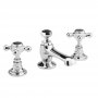 Bayswater Crosshead Hex 3-Hole Basin Mixer Tap with Waste - Black/Chrome
