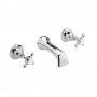 Bayswater Crosshead Hex Collar 3 Hole Basin Mixer Tap Wall Mounted - White/Chrome