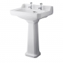 Bayswater Fitzroy Basin with Full Pedestal 595mm Wide 2 Tap Hole