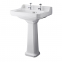 Bayswater Fitzroy Basin with Large Full Pedestal 595mm Wide 2 Tap Hole