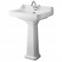 Bayswater Fitzroy Basin with Large Full Pedestal 595mm Wide 1 Tap Hole