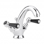 Bayswater Lever Dome Mono Basin Mixer Tap with Waste - Black/Chrome