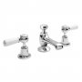 Bayswater Lever Dome 3-Hole Basin Mixer Tap with Waste - White/Chrome