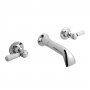 Bayswater Lever Dome 3-Hole Wall Mounted Bath Filler Tap White/Chrome