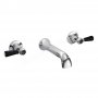Bayswater Lever Dome Collar 3 Hole Basin Mixer Tap Wall Mounted - Black/Chrome