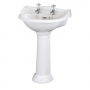 Bayswater Porchester Basin with Full Pedestal 600mm Wide 2 Tap Hole