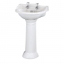 Bayswater Porchester Basin with Full Pedestal 500mm Wide 2 Tap Hole