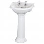 Bayswater Porchester Basin with Full Pedestal 500mm Wide 2 Tap Hole