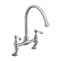 Bristan Renaissance Bridge Kitchen Sink Mixer Tap Dual Handle - Brushed Nickel