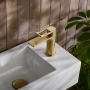 Bristan Saffron Eco Start Small Basin Mixer Tap with Clicker Waste - Brushed Brass