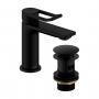 Bristan Saffron Eco Start Small Basin Mixer Tap with Clicker Waste - Black