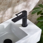 Bristan Saffron Eco Start Small Basin Mixer Tap with Clicker Waste - Black
