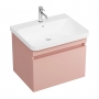 Britton Dalston Wall Hung 1-Drawer Vanity Unit with Basin 600mm Wide - Matt Pink