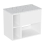 Britton Hackney 700mm Wall Hung Countertop Vanity Unit and Shelf Unit with Marble Effect Worktop