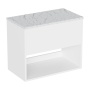 Britton Hackney 700mm Wall Hung Countertop Vanity Unit with Marble Effect Worktop