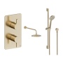 Britton Hoxton 2.0 Brushed Brass Dual Outlet Concealed Thermostatic Shower Set with Fixed Head and Slide Rail Kit