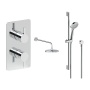 Britton Hoxton 2.0 Chrome Dual Outlet Concealed Thermostatic Shower Set with Fixed Head and Slide Rail Kit