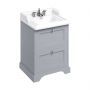 Burlington 65 2-Drawer Vanity Unit and Classic Basin 650mm Wide Classic Grey - 3 Tap Hole